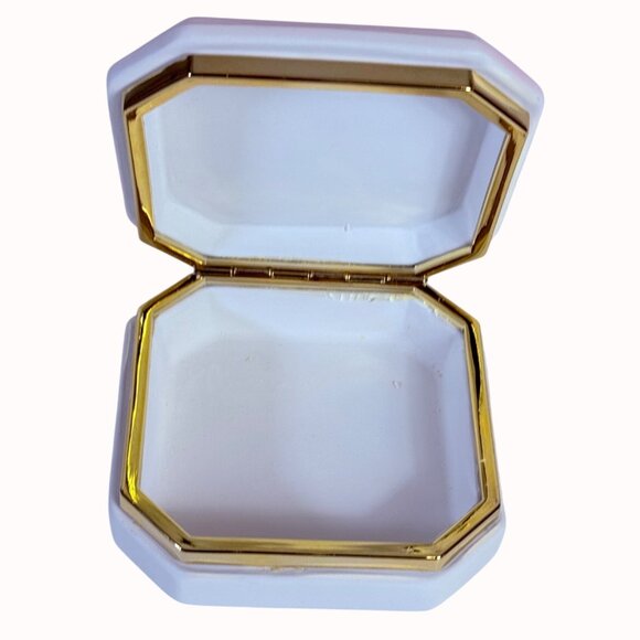 Bergers Italian Vanity Trinket Box Romantic VTG Octagon Enamel Orchid Logo - Picture 4 of 16